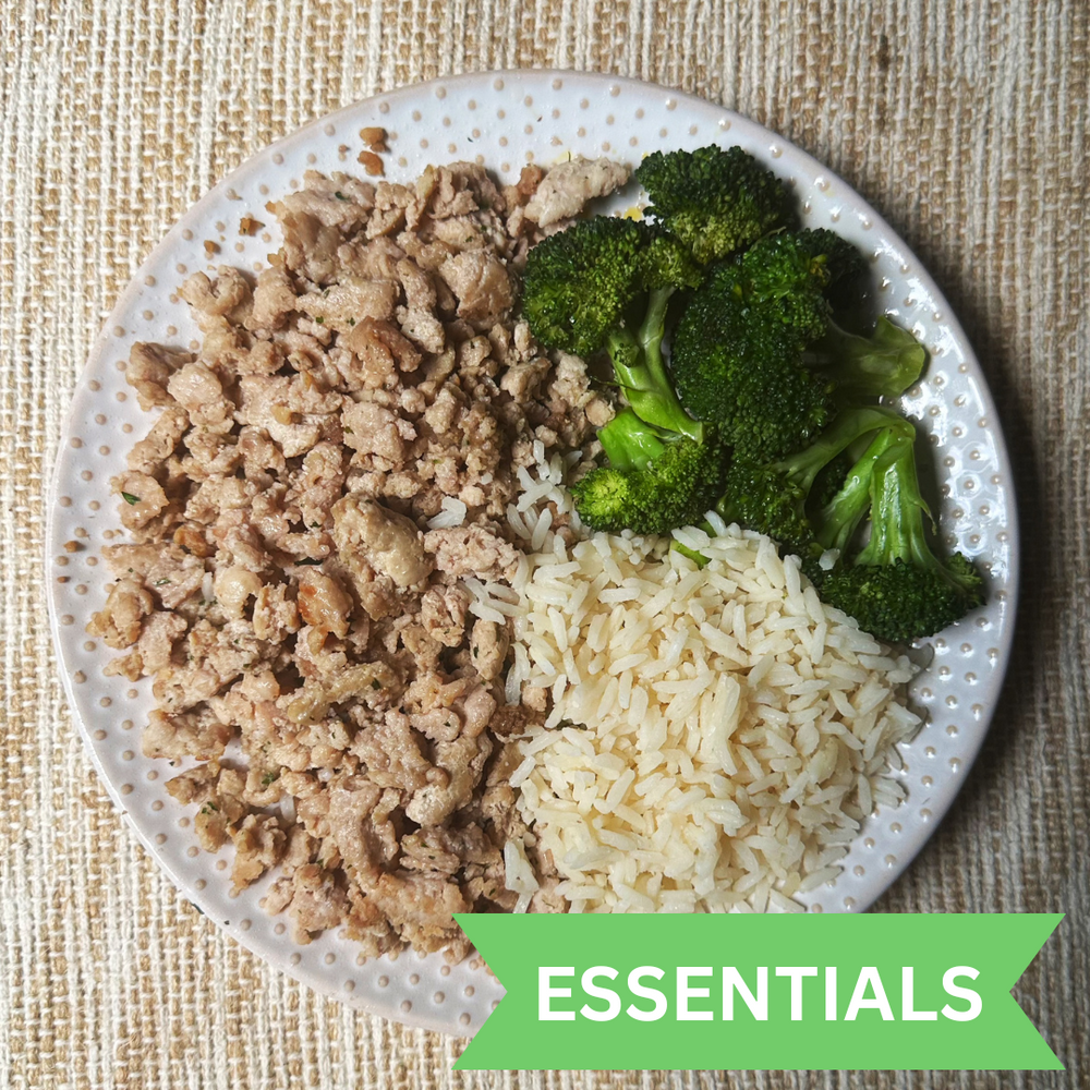ESSENTIALS: Local Ground Turkey, White Rice and Roasted Broccoli