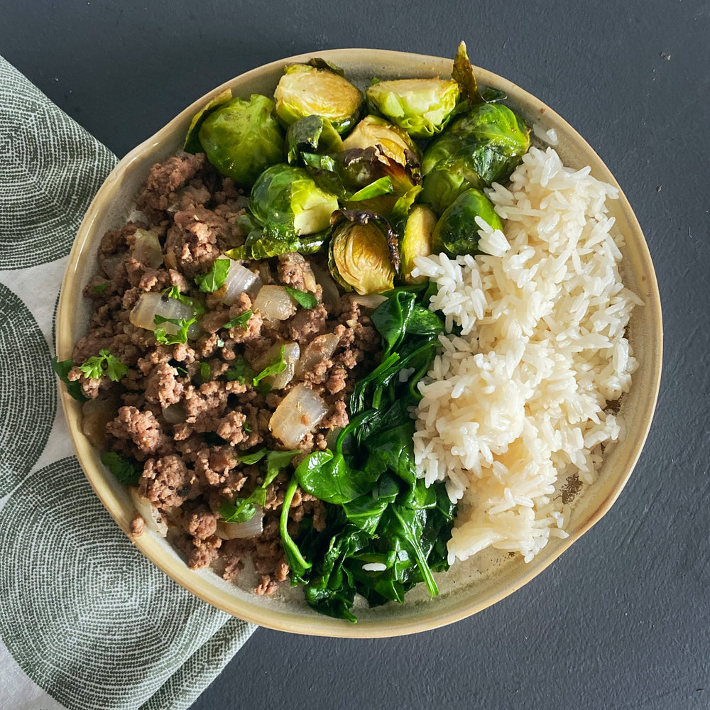 Beef, Rice and Brussel Sprouts (GF, DF)